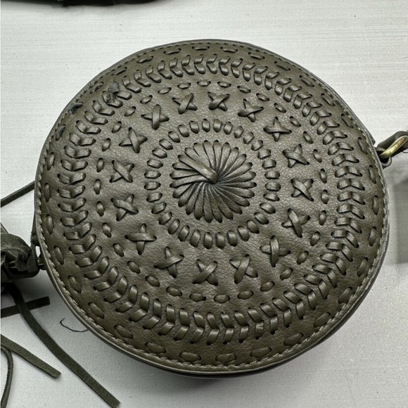 Street Level Handbags - Green Cut Out Stitch Circle Round Tassel Crossbody Purse Bag